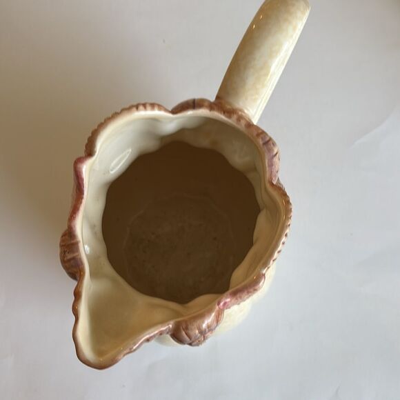 Vintage Fitz & Floyd Omnibus Seashell Pitcher Tan Pink Shell 64 Oz - Picture 9 of 11